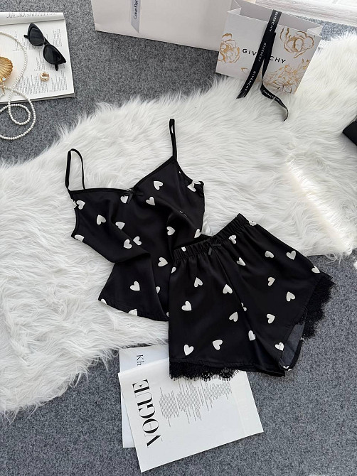 Жіноча базова повсякденна домашня шовкова піжама з мереживом Одеса - фото 5