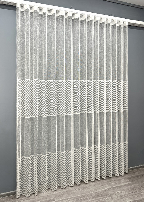 Тюль VR-Textil 2030т Жакард Ромб Меандр Молочний 400х270 см (42-1098) Київ - фото 3