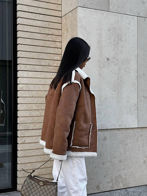 Женская стильная повседневная дубленка замша на барашке 48/50 Одесса - изображение 6