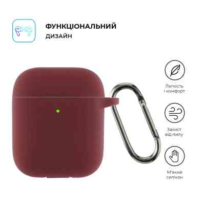 Чохол для навушників Armorstandart Ultrathin Silicone Case With Hook для Apple AirPods 2 Burgundy (ARM59680) Вінниця