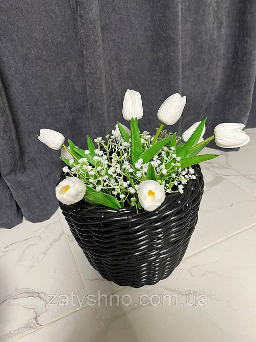 Чорний ротанговий кошик плетений Київ - фото 2