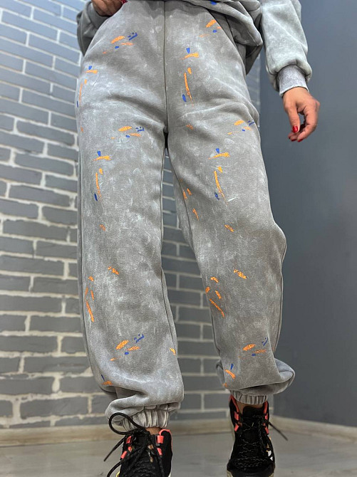 Костюм женский Joy One 24182 оверсайз свитшот с джоггерами вареный утепленный, серый, one size Киев - изображение 3