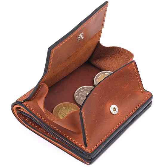 Вместительный кожаный мужской кошелек с монетницей Сердце GRANDE PELLE 16743 Светло-коричневый Киев