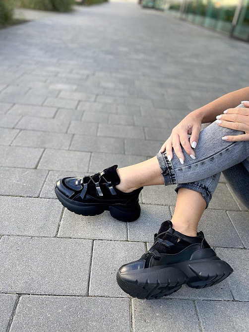 Molly Кросівки жіночі MOLLY 819 чорні (весна-осінь, шкіра+замша натуральна) (5162) 37р.38р.39р. Коломыя - изображение 3