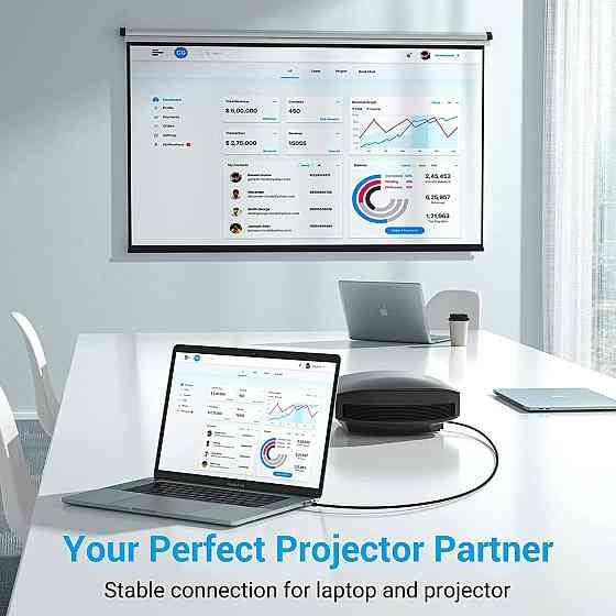 Кабель USB 3.1 Type-C M - HDMI M, 1.5m 4K 60 Гц Thunderbolt 3 HDCP2.2 PVC Black Vention Вінниця