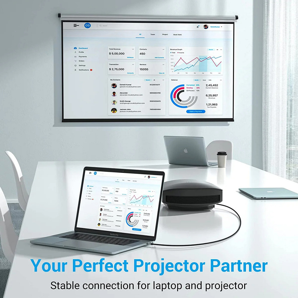 Кабель USB 3.1 Type-C M - HDMI M, 1.5m 4K 60 Гц Thunderbolt 3 HDCP2.2 PVC Black Vention Вінниця - фото 5