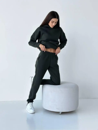 Женский спортивный теплый костюм оверсайз Хаки XL Харьков