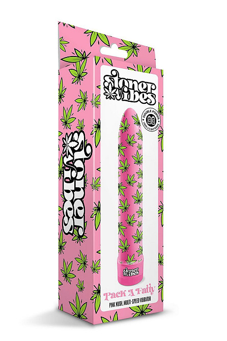 Вибратор нереалистичный с принтом Stoner Vibes Global Novelties, розовый, 20.3 х 3.8 см Sex Aura Киев - изображение 4