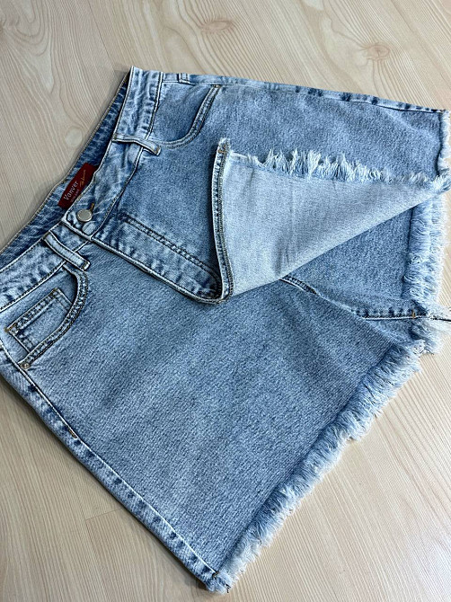 Шорты-юбка женские Vanver 222 джинсовые на запах с бахромой большие размеры голубые, голубой, З6, 36, 100 см, 128 см Киев - изображение 6