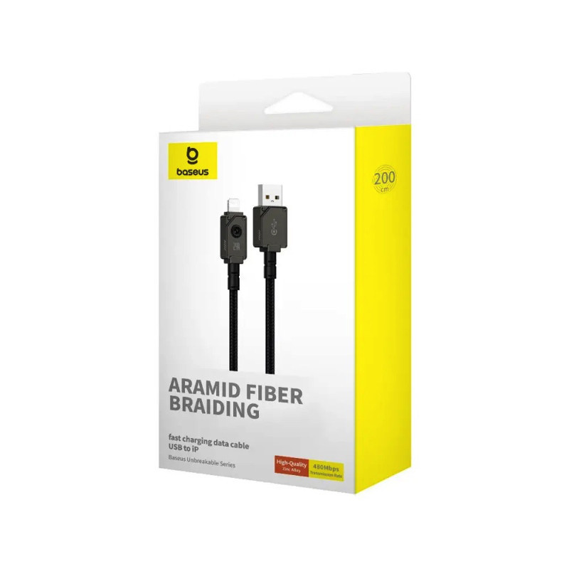 Кабель Baseus Unbreakable Series Fast Charging Data Cable USB to iP 2.4A 2m Cluster Black Киев - изображение 2