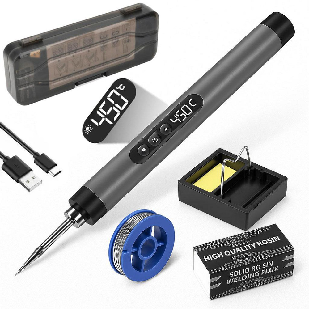 Паяльник з регулюванням температури 8Вт,USB,260-420 ° C,C200S G SET SBR Київ - фото 1