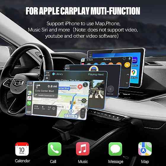 Бездротовий адаптер CarPlay для iPhone, конвертер для дротового штатного карплей в авто для навігації музики Plug and Play Київ