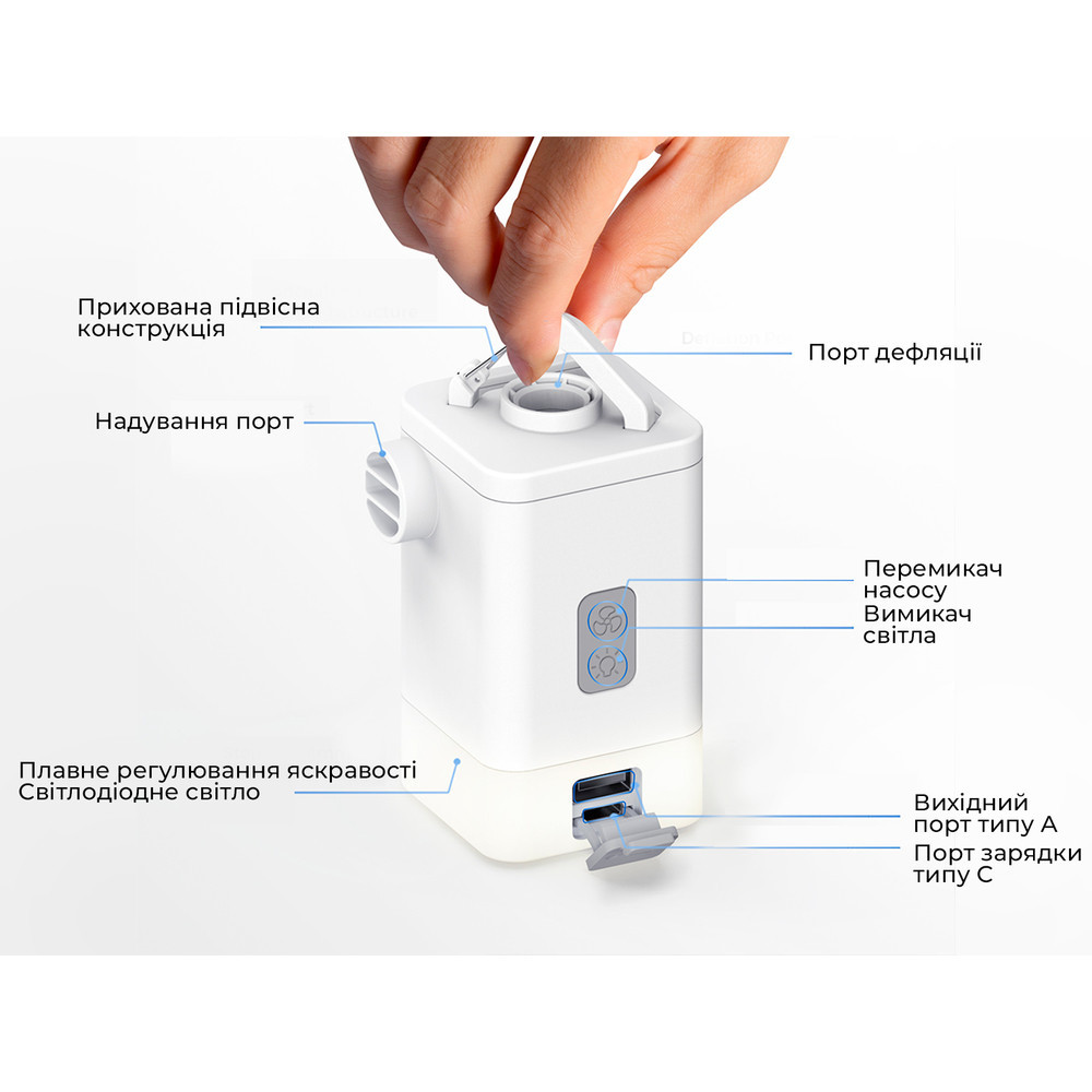 Насос-ліхтар-powerbank кемпінговий Flextail Max Pump 2 Plus, помаранчевий Київ - фото 12