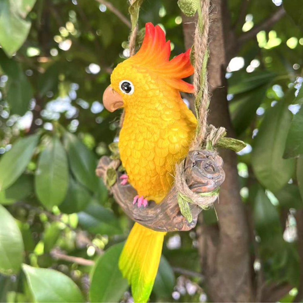 Садовая фигура Попугай Какаду на качели 14 х 9.5 х 4см Полистоун Жовтий Одесса - изображение 3