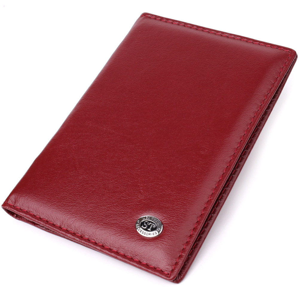 Жіноча шкіряна обкладинка на паспорт бордова (ST Leather) Київ - фото 5