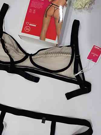 Жіночий комплект прозорий  Obsessive  Nudelia set тілесний S-M Славута