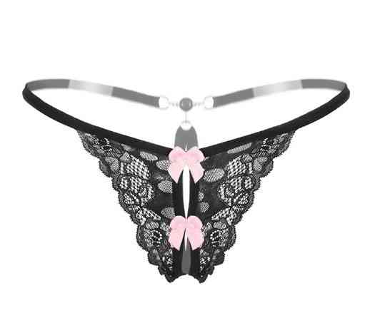 Еротичні трусики жіночі з мереживом чорні - розмір універсальний, резинка до 85см Київ