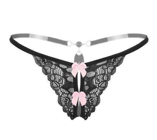 Еротичні трусики жіночі з мереживом чорні - розмір універсальний, резинка до 85см Київ - фото 4