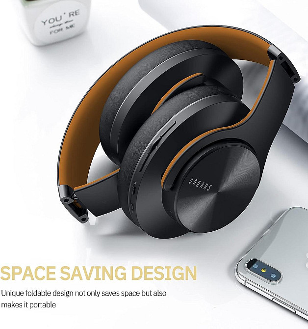 Bluetooth-наушники DOQAUS Over-Ear, 52 ч работы, Bluetooth 5.0, 3 EQ, HiFi, микрофон, черные/коричневые Киев - изображение 17