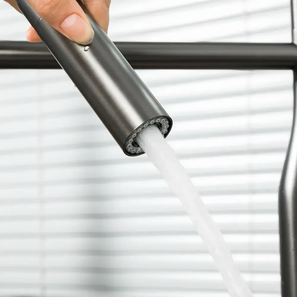 Змішувач для кухні GAPPO G4398-51 з гнучким виливом, 2 режими, графіт/чорний Київ - фото 3