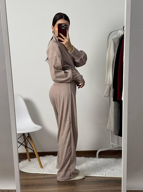 Женский теплый базовый костюм двойка: кофта и штаны турецкая ангора Беж, 42/44 Одесса - изображение 2