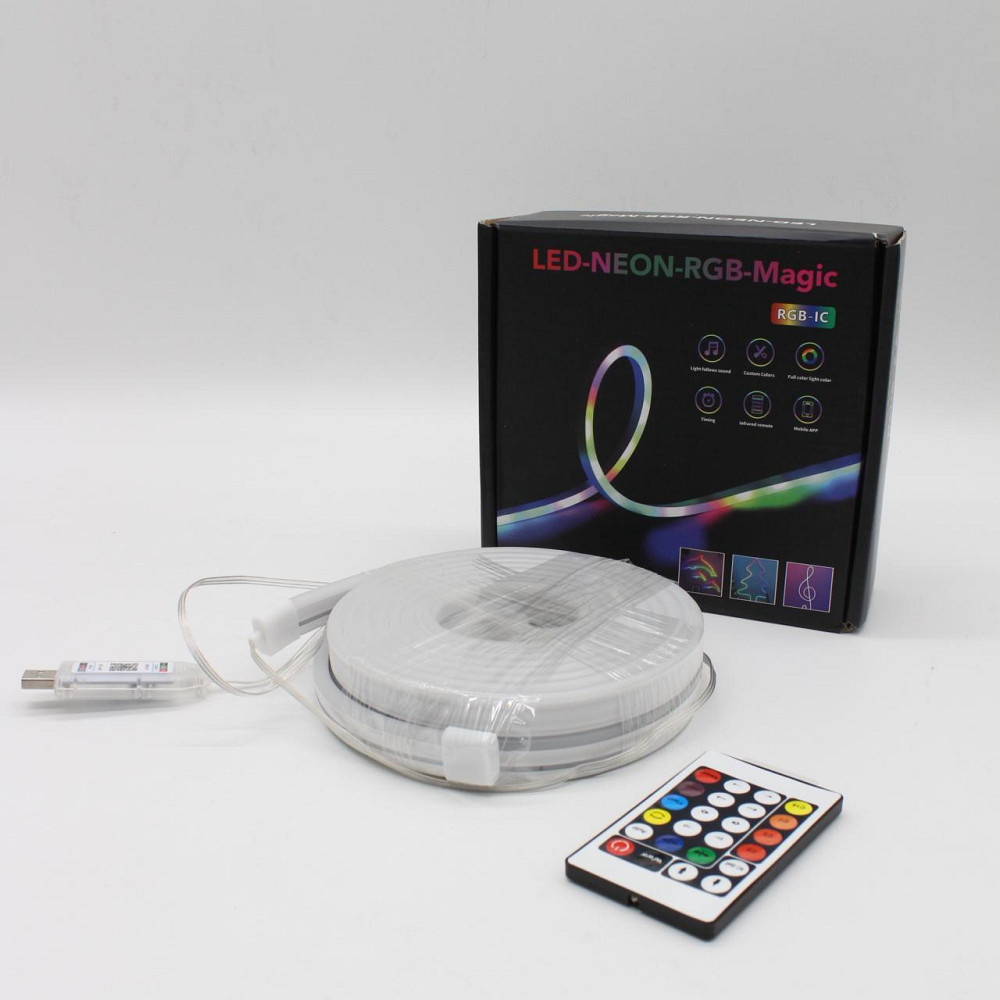 Розумна неонова стрічка RGB від USB, 5м, з Bluetooth + Пульт, SFK-11 / Гнучкий неон / Гнучка світлодіодна стрічка Київ - фото 9