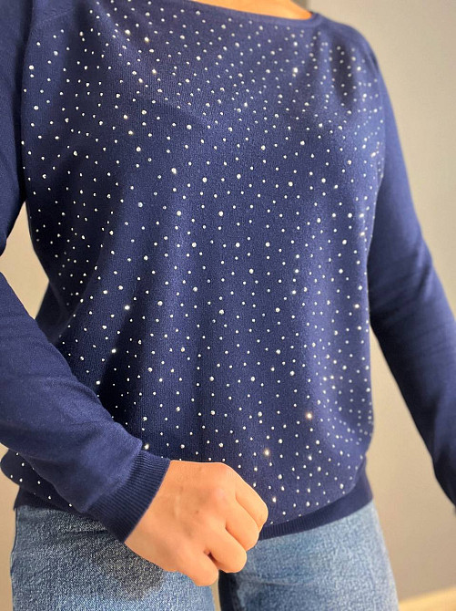 Джемпер женский ACCORDDREAM 9067 тонкий свитер россыпь камней, темно-синий, one size Киев - изображение 7