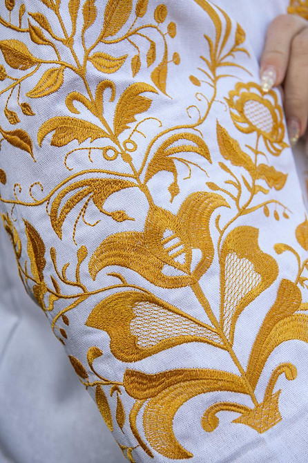 Вишиванка жіноча, лляна, біла з довгим рукавом, топ Київ - фото 5