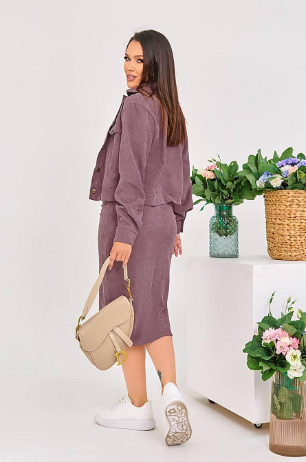 Женский стильный костюм двойка: жакет и юбка микровельвет Фрез, 46 Одесса - изображение 5