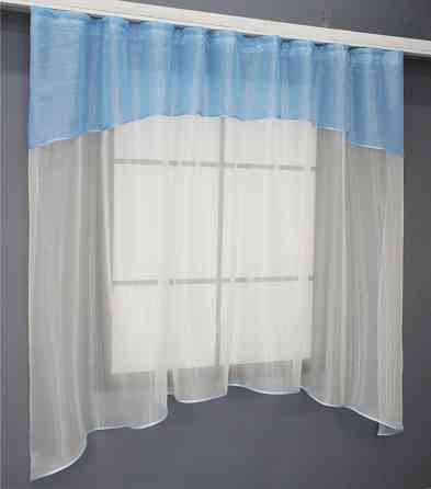 Гардина арка на кухню VR-Textil № 036к молочный с голубым 270х170 см (52-0651) Киев