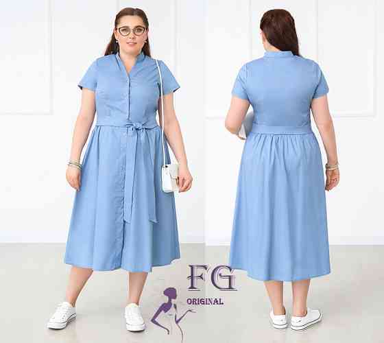 Довга котонова сукня на гудзиках "Lesley" оптом | Батал Київ