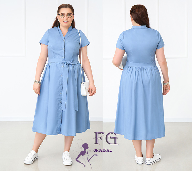 Довга котонова сукня на гудзиках "Lesley" оптом | Батал Київ - фото 2