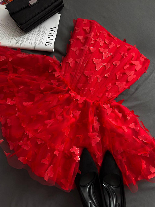 Женская романтическая привлекательная мини-платье костюмная+фатин бабочки(на подкладке) Красный, 42/44 Одесса - изображение 14