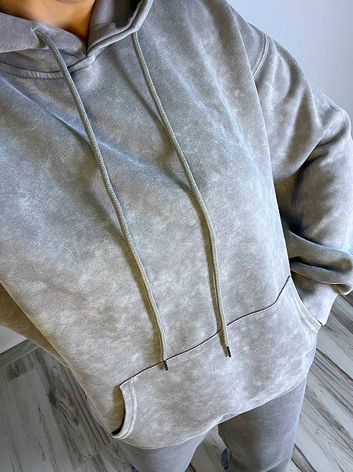 Костюм жіночий Joy One 8899 варений тай-дай спортвний худі з капюшоном брюки джоггери на резинці сірий, сірий, L Київ - фото 7