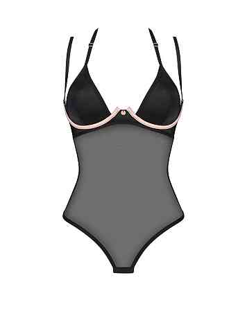 Прозоре боді Obsessive Selinne teddy XL/2XL Black, дрібна сітка, подвійні бретелі Sex Aura Київ