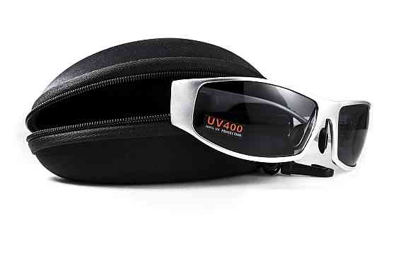 Окуляри захисні Global Vision BAD-ASS-1 Silver (gray) чорні в металевій оправі Запоріжжя