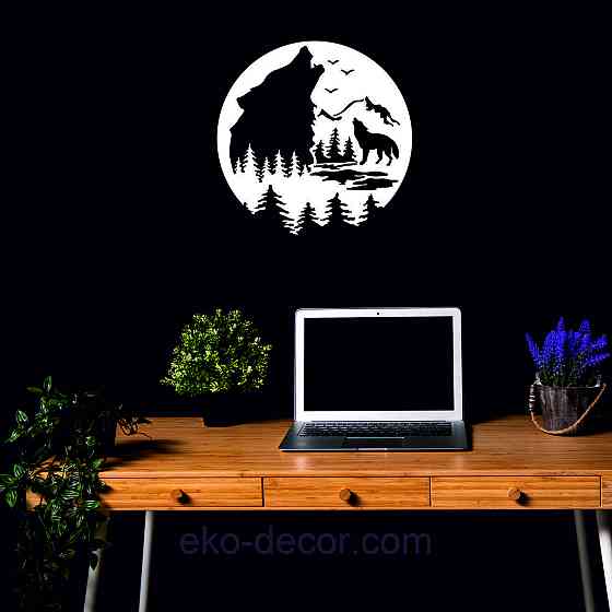 Декоративное настенное Панно «Волк», Декор на стену 90*90 см, Белый Киев