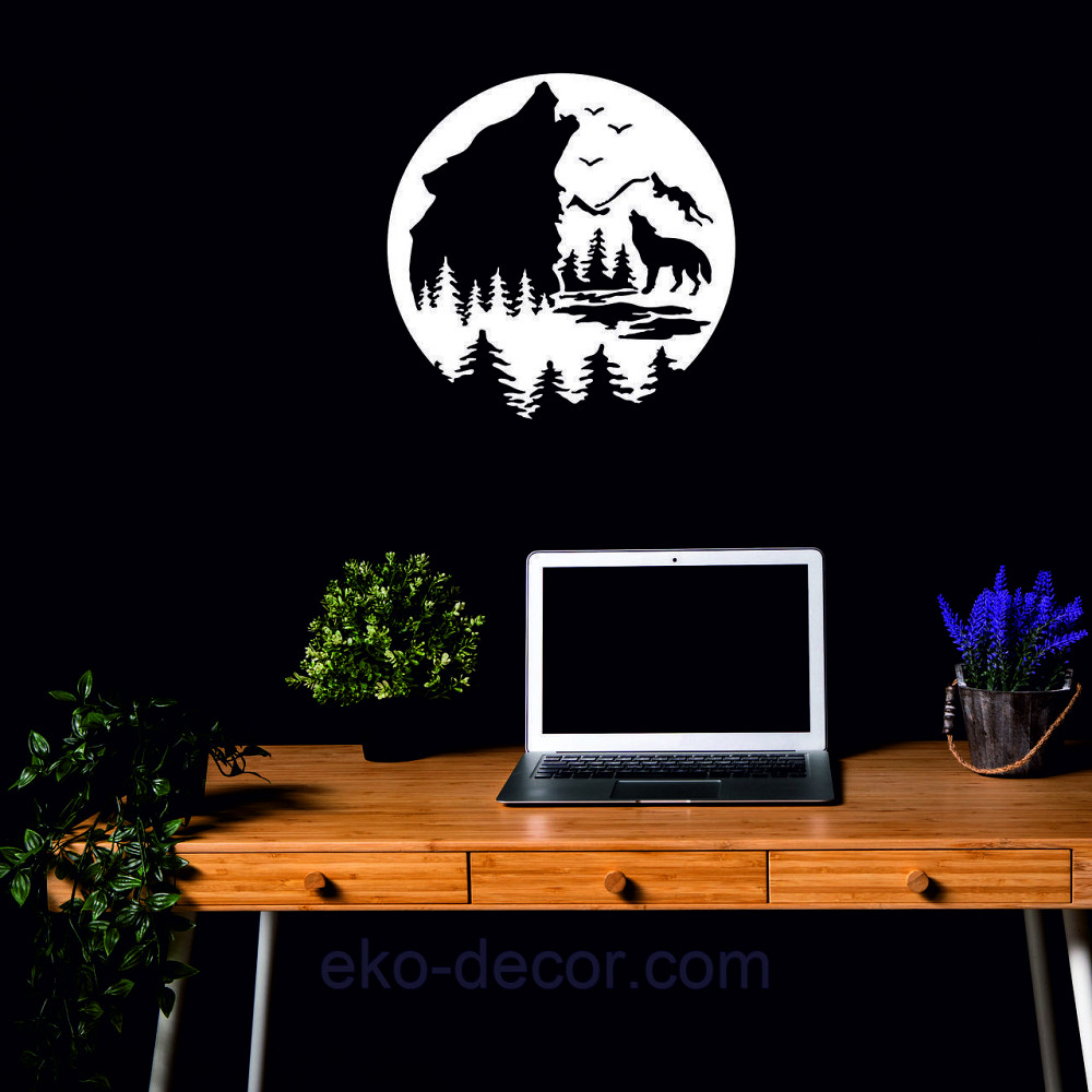 Декоративное настенное Панно «Волк», Декор на стену 90*90 см, Белый Киев - изображение 4