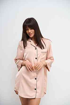 Жіноча нічна сорочка подовжена шовкова Кремовий S Харків