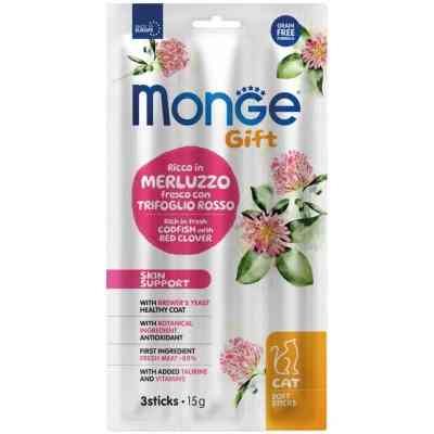 Ласощі для котів Monge Gift Cat Skin support тріска з червоною конюшиною 15 г (8009470085274) Вінниця