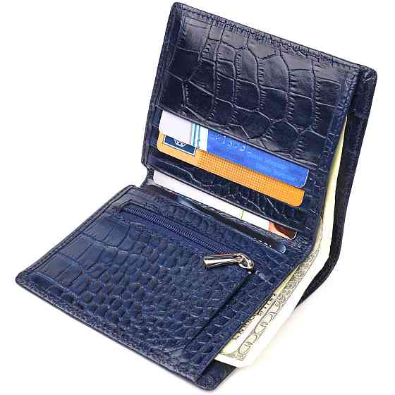 Необычное мужское портмоне из натуральной фактурной кожи CANPELLINI 21499 Синее Киев