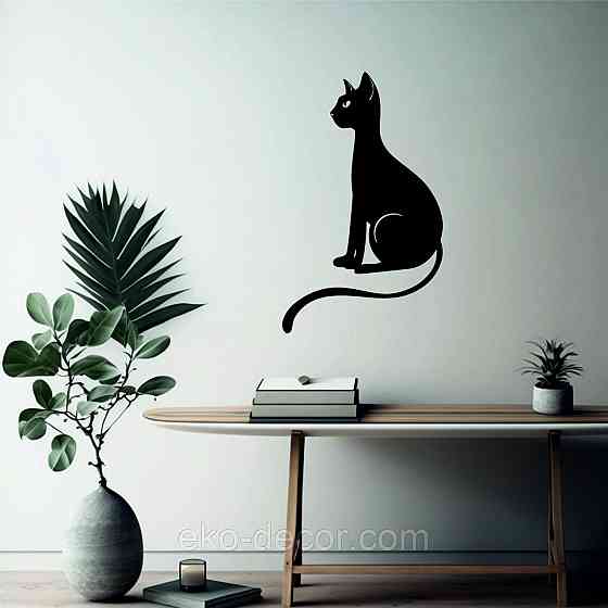 Декоративное настенное 3D Панно «Кот» Декор на стену с объемом 90*55 см, Черный Киев