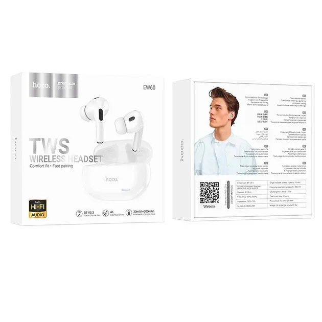 Наушники беспроводные Hoco EW60 Norman true wireless BT headset 30/ 300mAh 4h Белый Запорожье - изображение 3