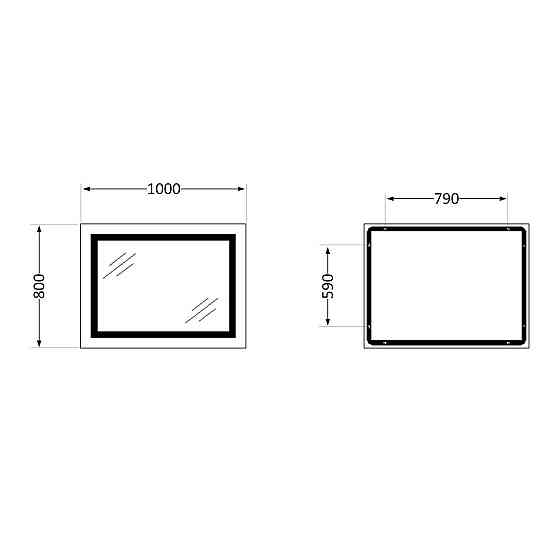 Дзеркало Lidz Kubis 1000х800 з LED-підсвіткою Touch, з антизапотіванням, з диммером, рег. яскравості LD78LF61410080 Київ