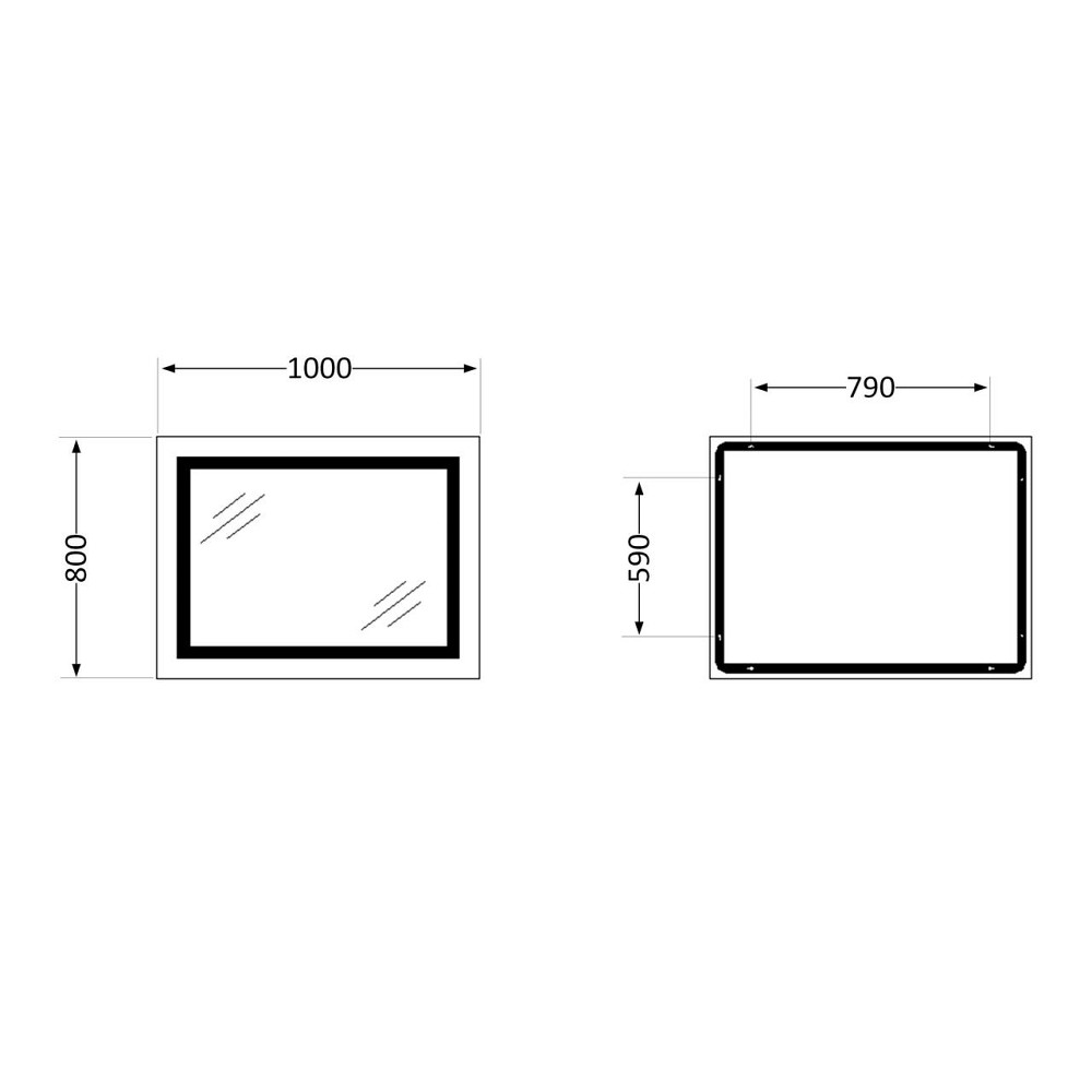 Зеркало Lidz Kubis 1000х800 с LED-подсветкой Touch, с антизапотеванием, с диммером, рег. яркости LD78LF61410080 Киев - изображение 2