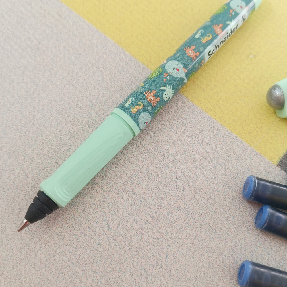 Ручка чорнильна Schneider РОЛЕР закрите перо та 4 капсули салатова Київ - фото 2