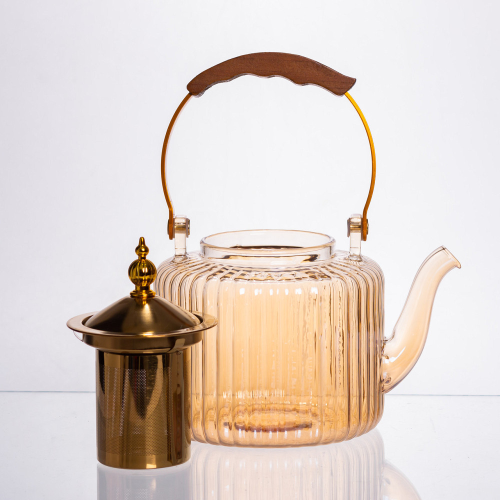 Набір для заварювання чаю зі скляним чайником та 6 чашок, коричневий 64486-38 Коломия - фото 3