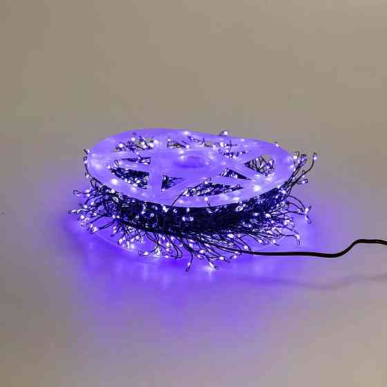 Гірлянда роса мішура 30 метрів хвойна лапа 640 led світлодіодів зелений дріт синя D1750BL Коломия