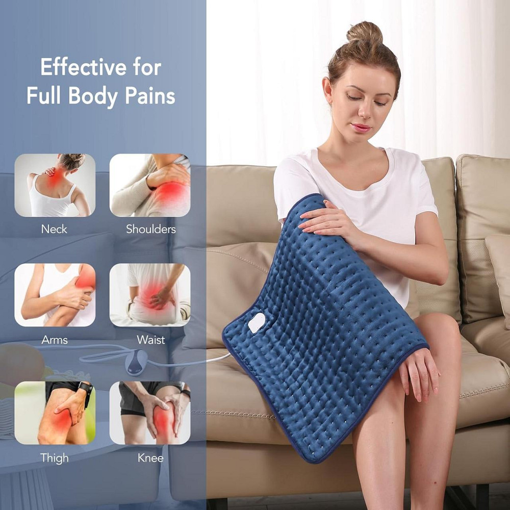 Электрогрелка CURECURE 50x60 см автоматическим отключением 5 уровней нагрева для спины шеи и плеч хлопок синяя Киев - изображение 5