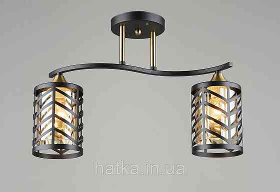 Люстра потолочная на 2 плафона VALESO E27 Черный Медь Стекло Сталь N5943/2 Киев